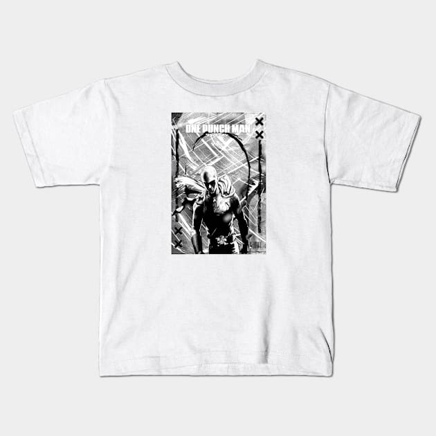 Grunge Retro Style Anime Poster | One Punch Man | Saitama Kids T-Shirt by ozencmelih